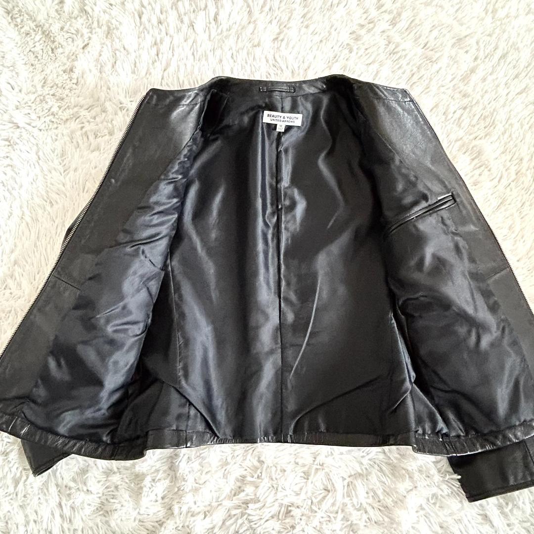 ビューティー&ユース　ユナイテッドアローズ　 レザー ノーカラージャケット M