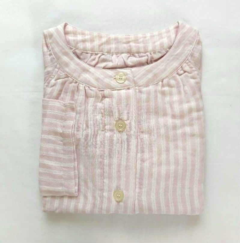 新品·UCHINOウチノ　マシュマロガーゼ　ダブルストライプパジャマ