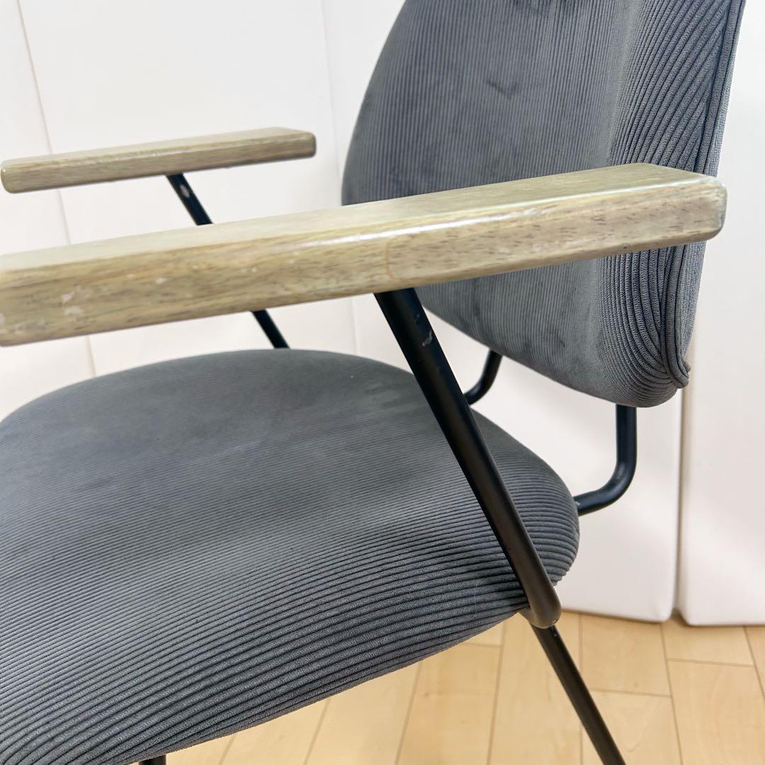 アンティーク アーム付　コーデュロイ ブラックアイアン　モダン Menoa天然木