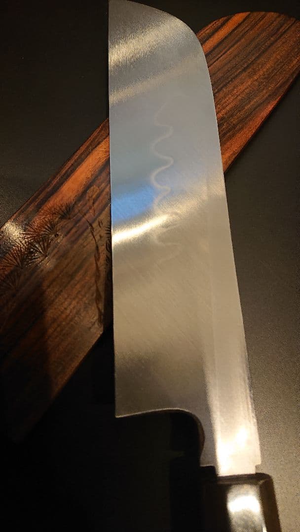 不動国行玄海正国 鎌型薄刃包丁 (本焼 )平鏡面 黒檀八角柄