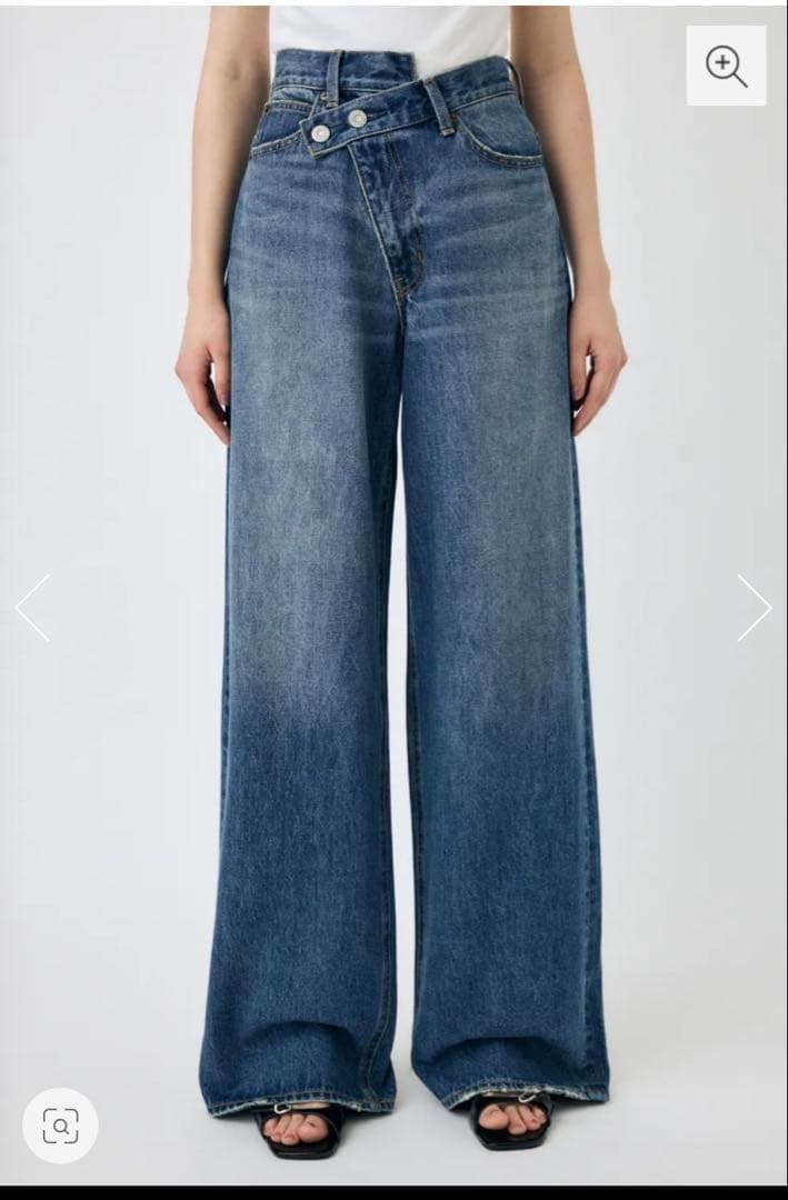 【moussy】新品、未使用クロスウエストワイドレッグ デニムパンツ。タグ付き