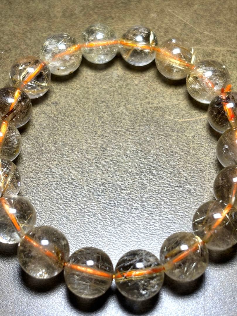 【新入荷】高品質　ゴールルチルクォーツブレス11〜11.8㎜（新品未使用）金運