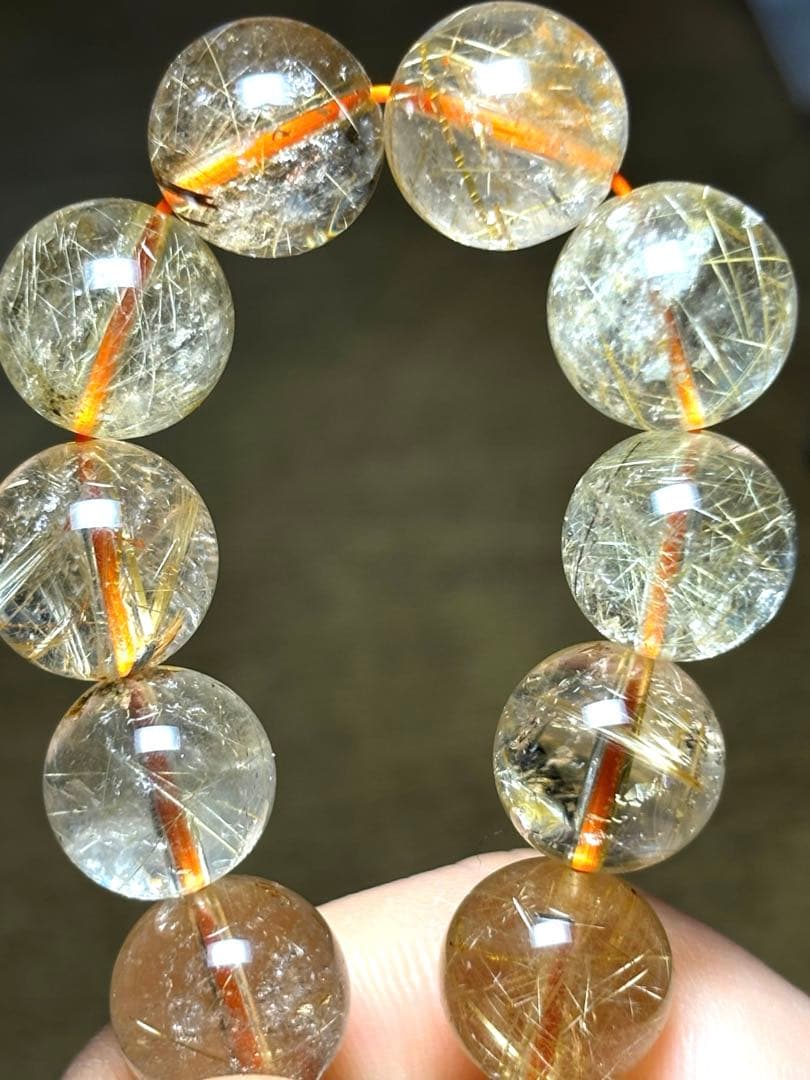 【新入荷】高品質　ゴールルチルクォーツブレス11〜11.8㎜（新品未使用）金運