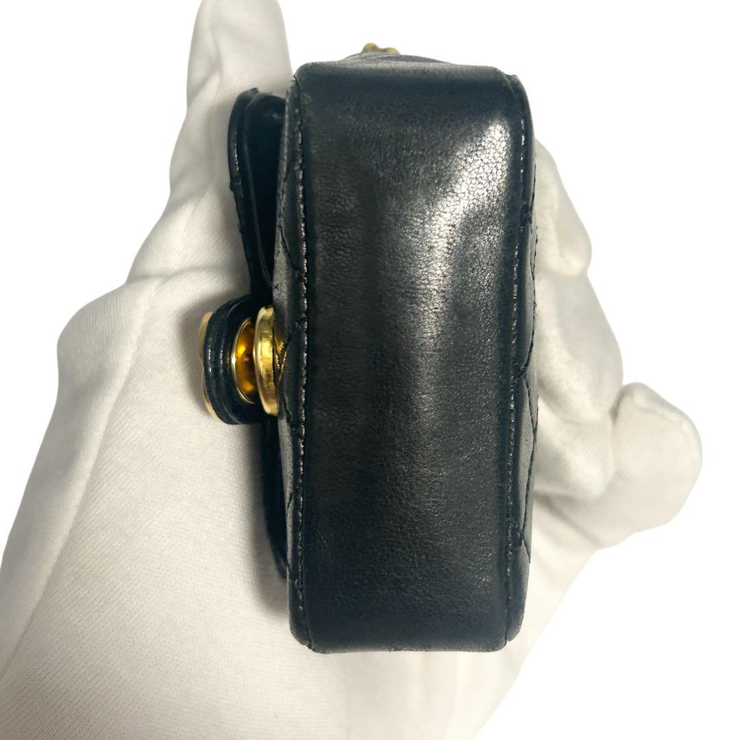 CHANEL ミニミニマトラッセ ココマーク バッグチャーム ラムスキン　黒