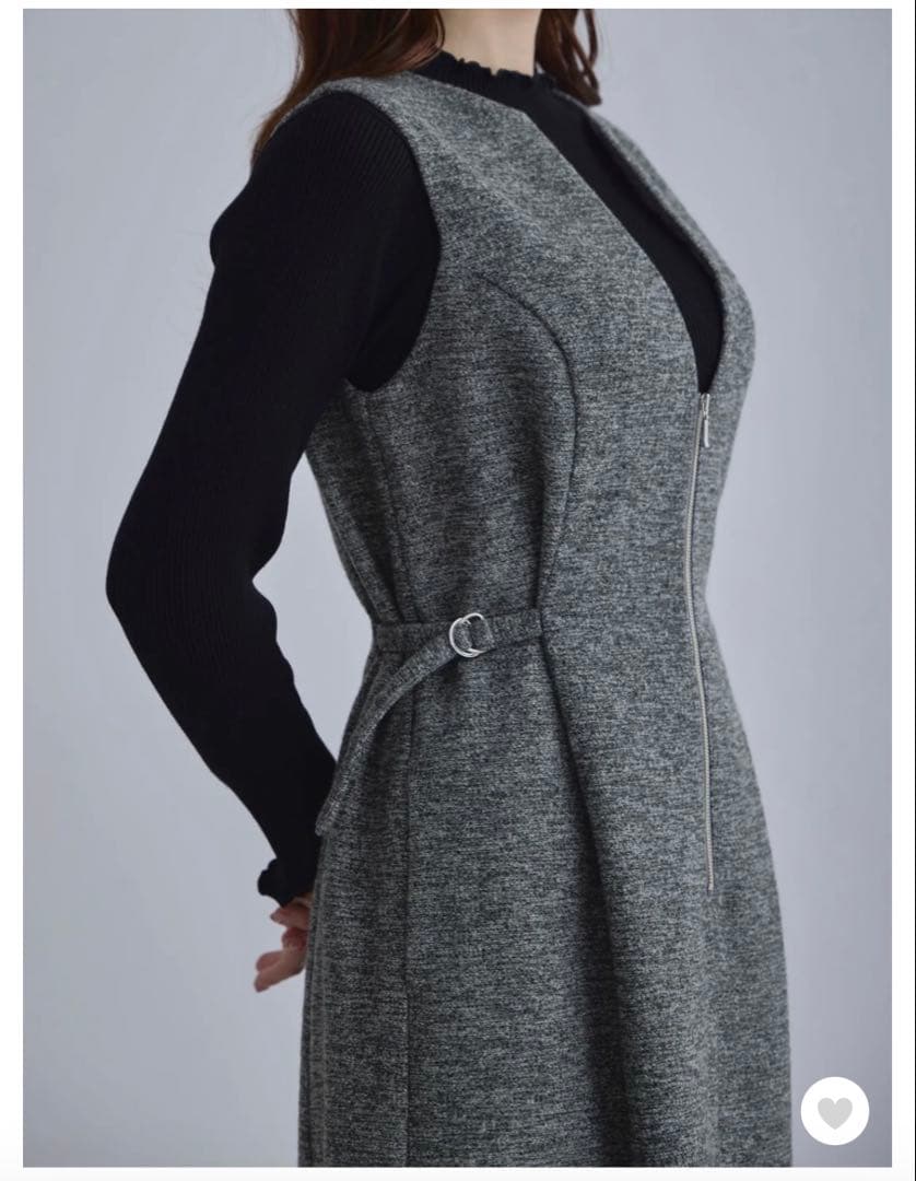 【overE】リニースタイルネップツイードジャンパースカート：ブラック90サイズ