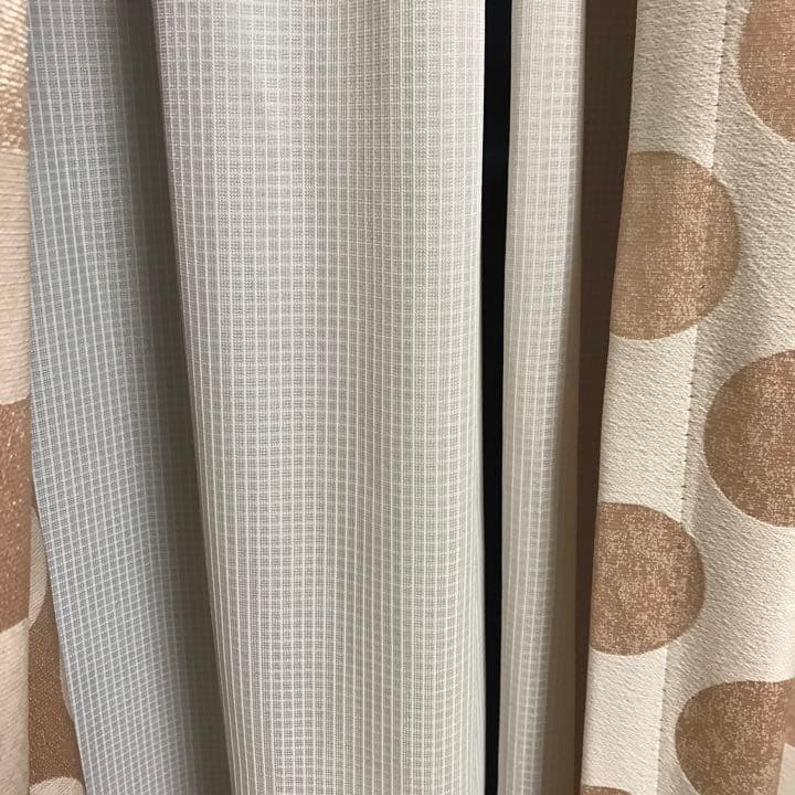 ニトリ オーダーカーテン オーダーメイド ドット 水玉 ゴールドベージュ