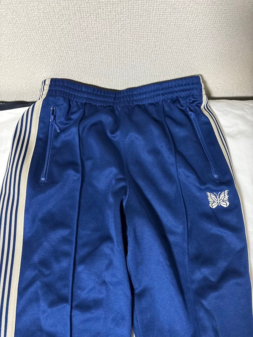 Needles ニードルス　トラックパンツ　刺繍ロゴ　サイドライン　ネイビー　S