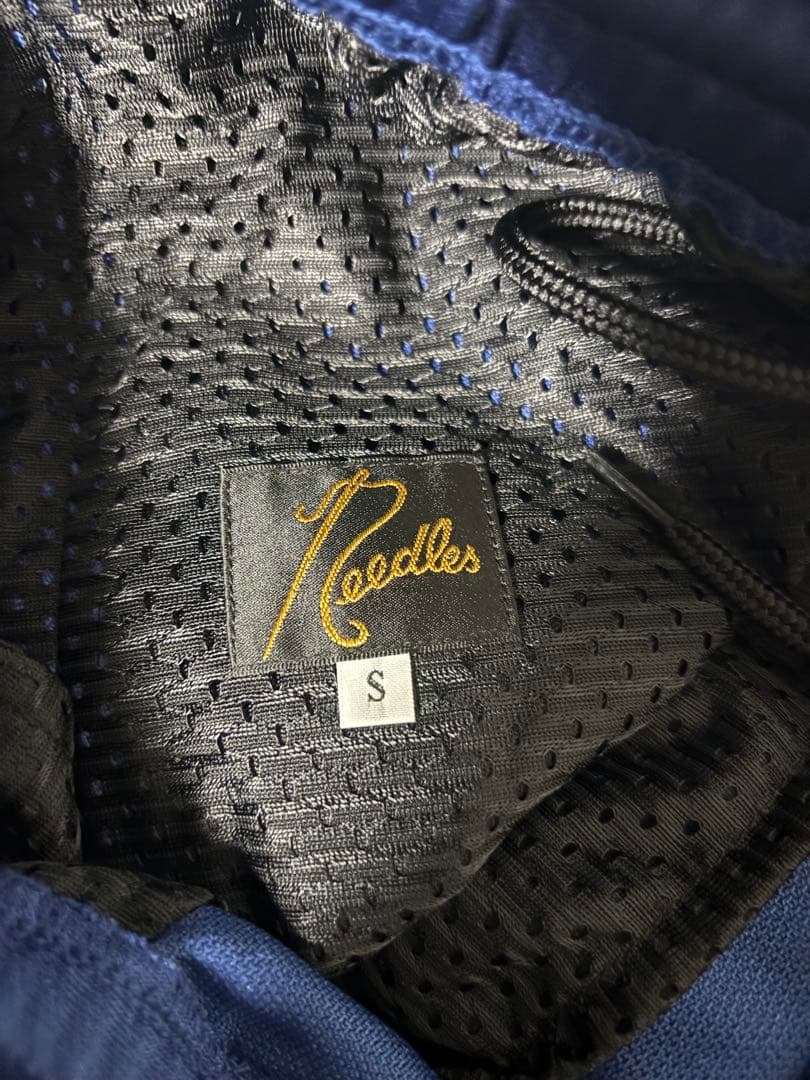 Needles ニードルス　トラックパンツ　刺繍ロゴ　サイドライン　ネイビー　S