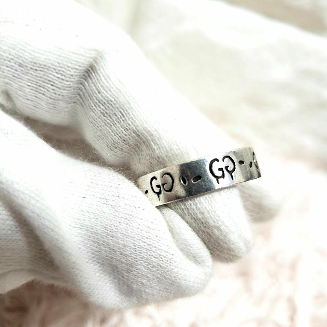 グッチ GUCCI ゴースト スカル GGロゴ シルバーリング 21号 美品