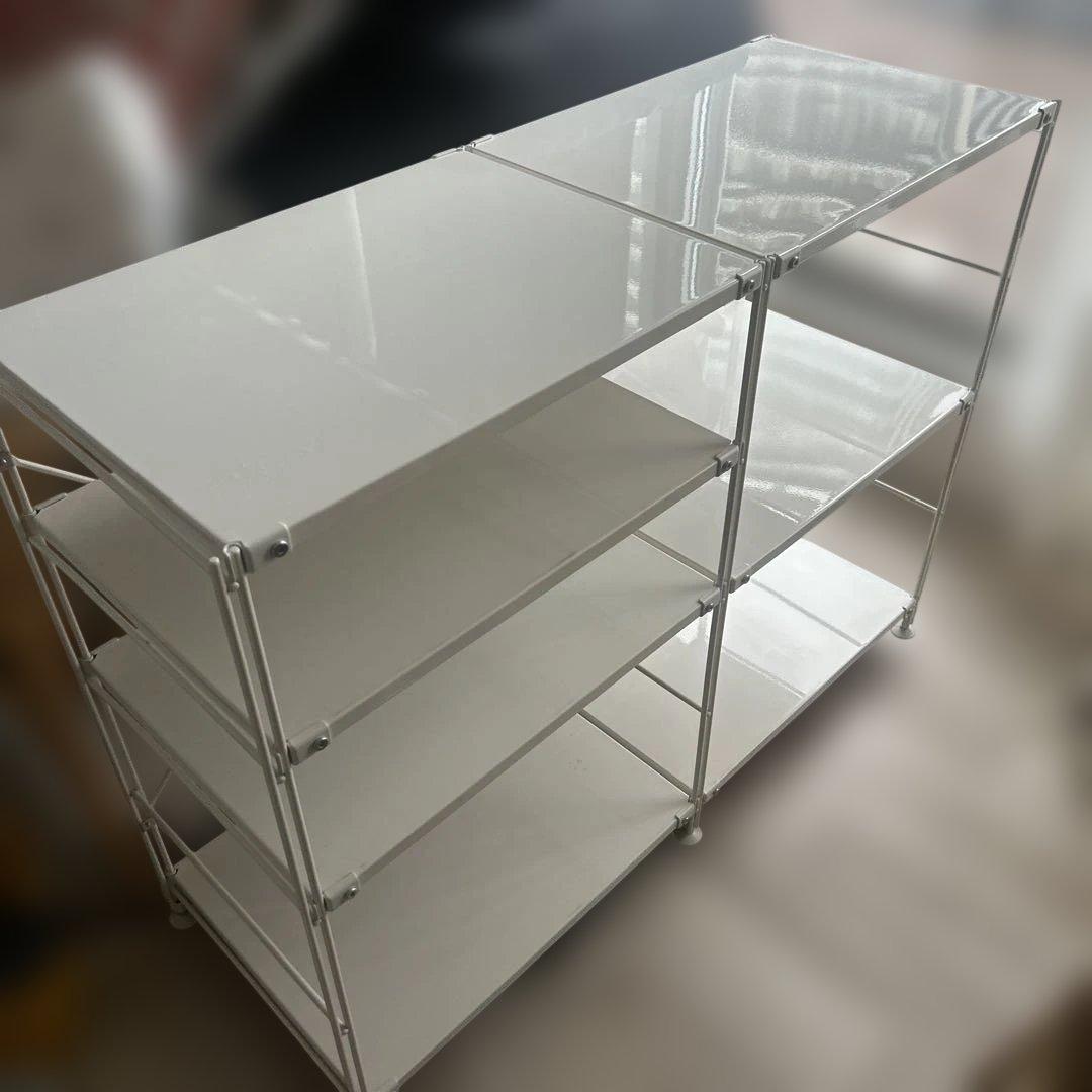 スチールユニットシェルフ・スチール棚セット・小・ライトグレー　2列