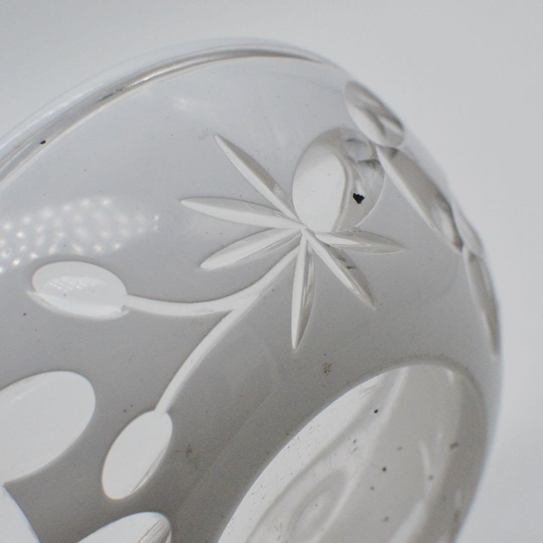 大正　戦前　白被せ切子　レトロガラス ガラス鉢 　外切子