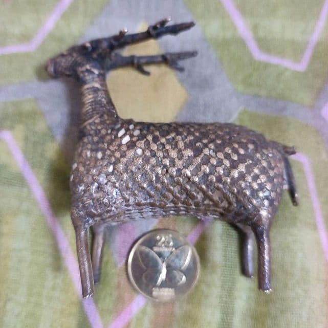 【アンティーク】インドの鋳造工芸品✨牡鹿のブロンズ像