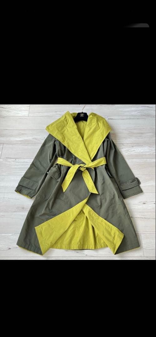 マックスマーラシティ最高級ライン　撥水加工リバーシブル　フーデッドベルトコート