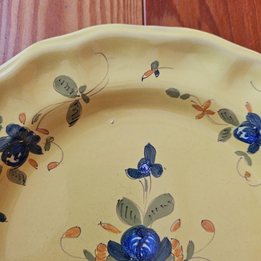 19-20世紀 南フランス 黄釉色絵輪花平皿 伊丹十三の台所