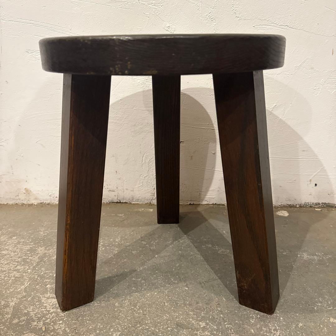 ヴィンテージ　木製サイドテーブル　　ラウンド　花台　スツール