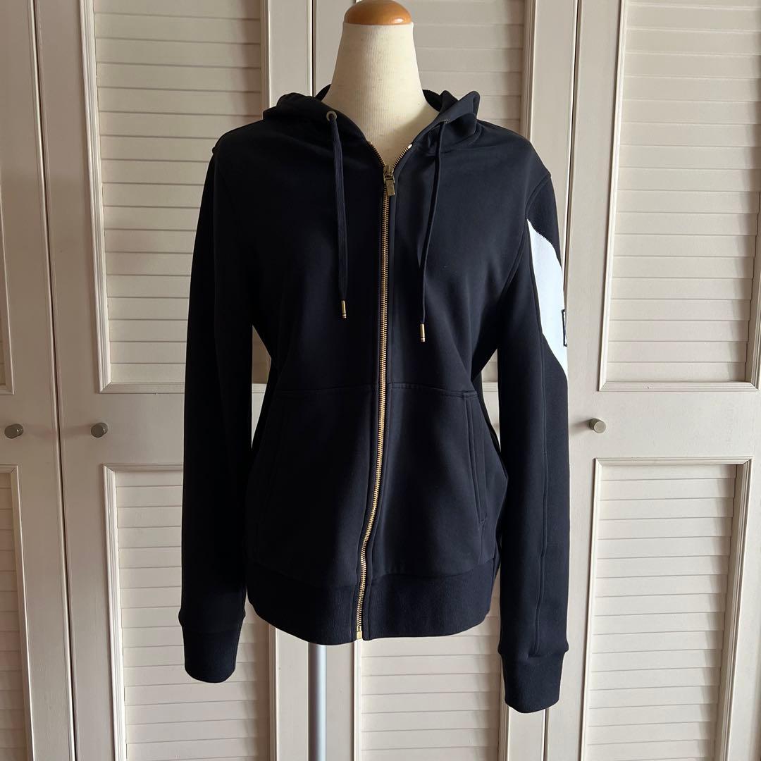 MONCLER ガムブルー　フード付きジップアップパーカー