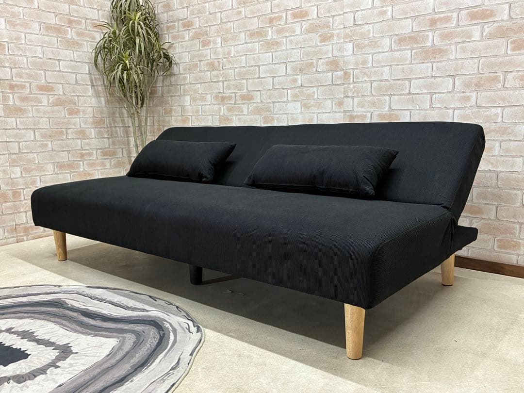 ソファーベッド　ブラック　ファブリック　ソファ　新品　大特価