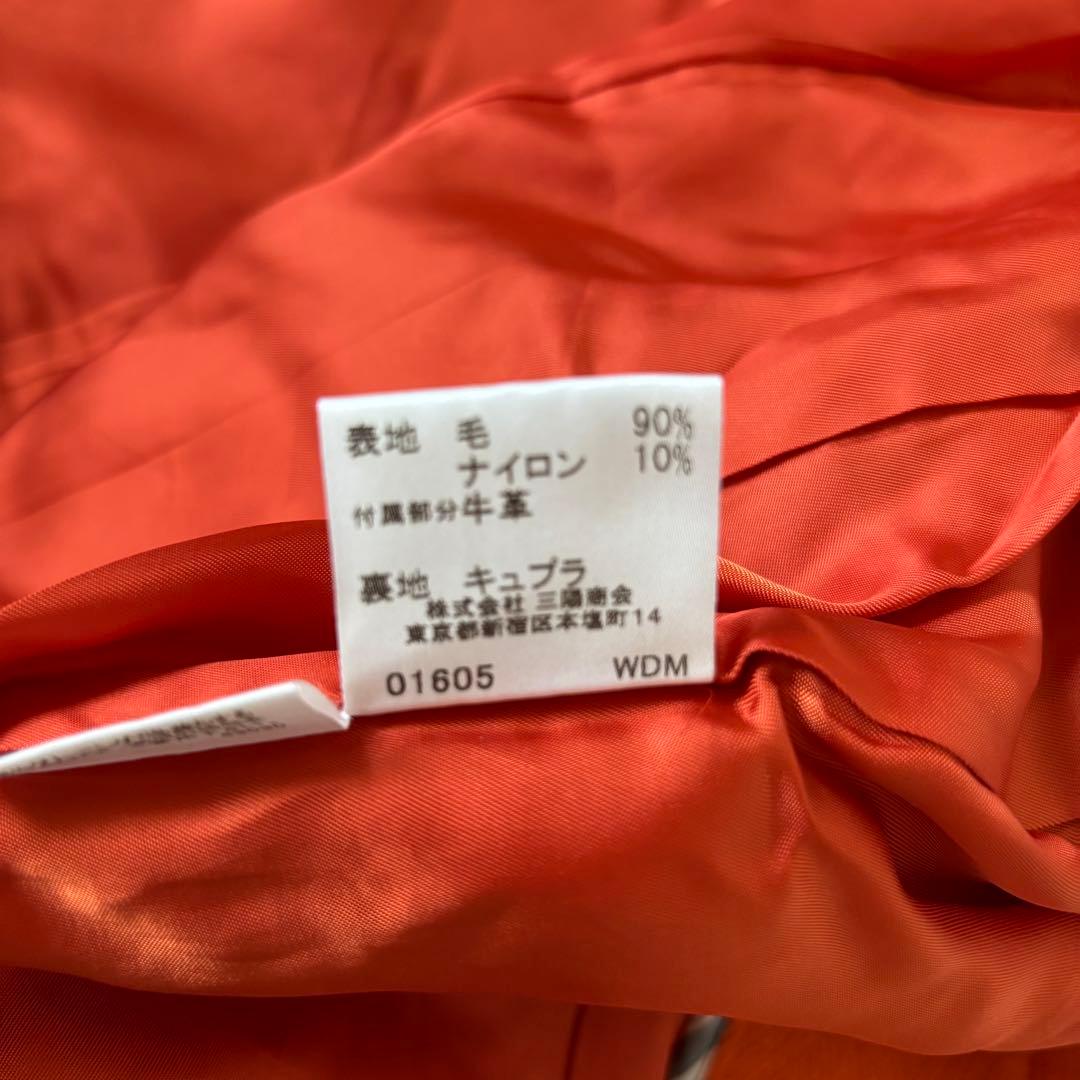 【美品】バーバリーロンドン　ダッフルコート　オレンジ　ウール　牛革　46