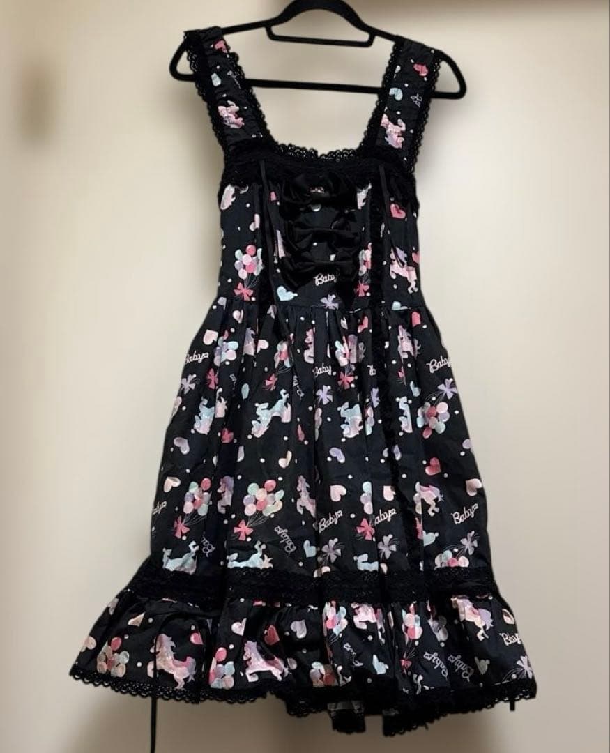 ドリーミィポニーリボンリボンジャンパースカート＋カチューシャセット　黒