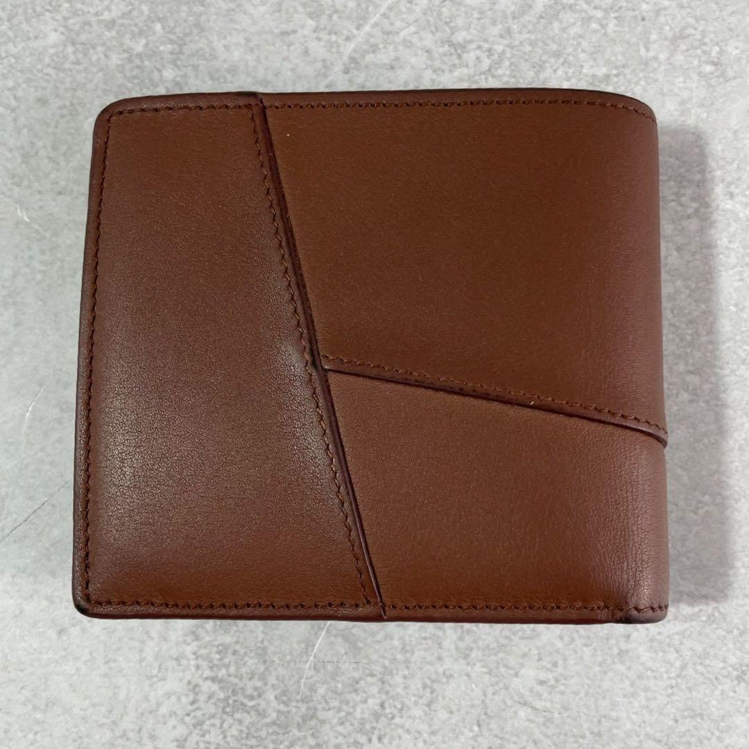 【美品 箱】ロエベ 折り財布 パズル アナグラム ロゴ レザー 本革 ブラウン