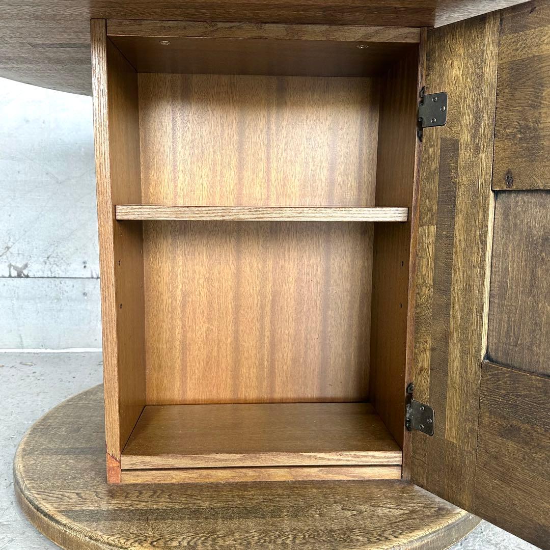 ✦70s✦ 昭和レトロ マルニ木工 円形テーブル 収納キャビネット付き 喫茶店