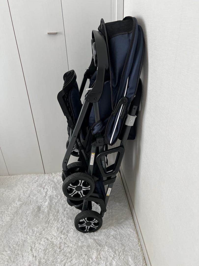 極美品✨カトージ 2人でゴー 縦型 スリム 2人乗りベビーカー レインカバー付き