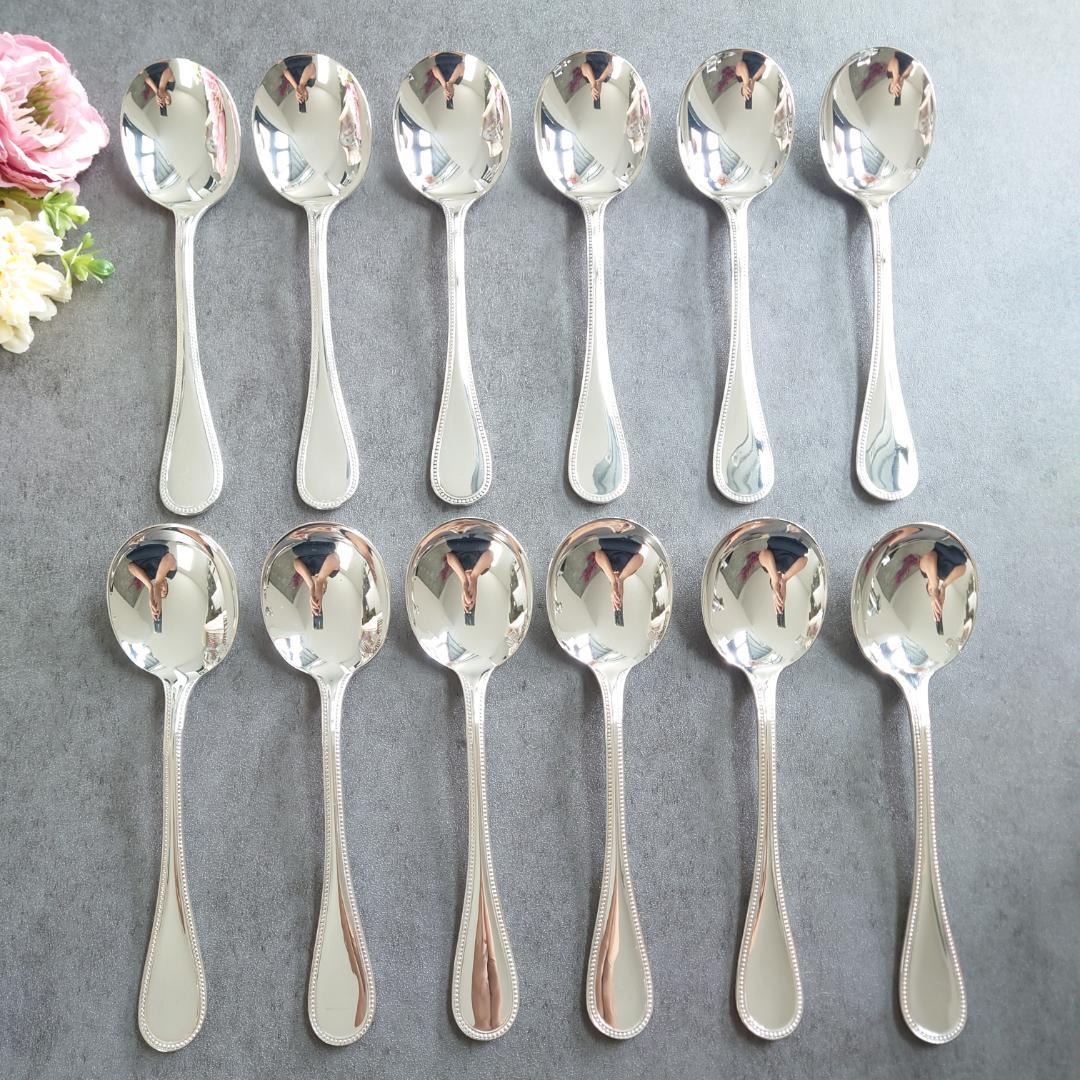 希少 美品 クリストフル パール コンソメスプーン 12点