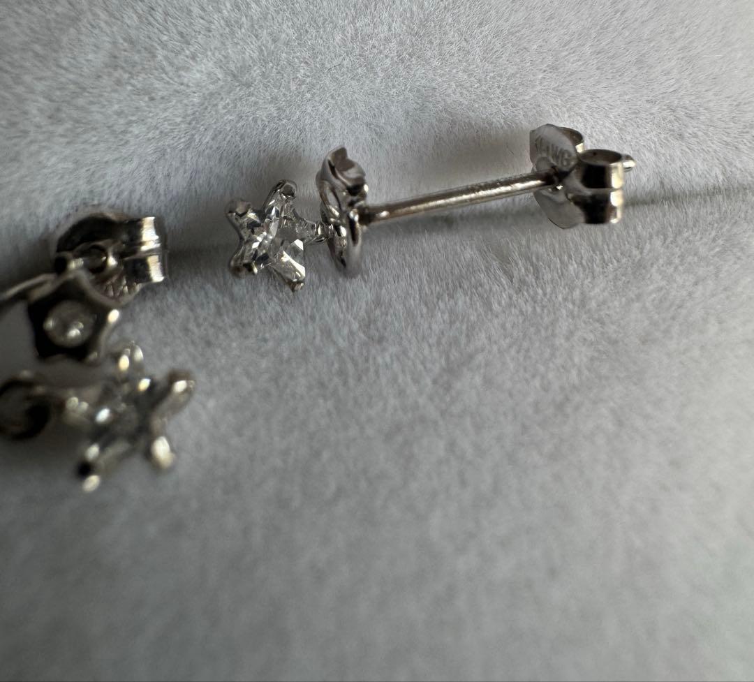 【新品未使用】K14 星 ジルコニア ピアス K18 K10 金ホワイトゴールド