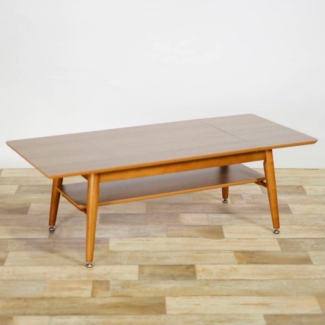 M 新品 ウォールナット 伸長 ローテーブル 机 北欧 折畳 テーブル 座卓