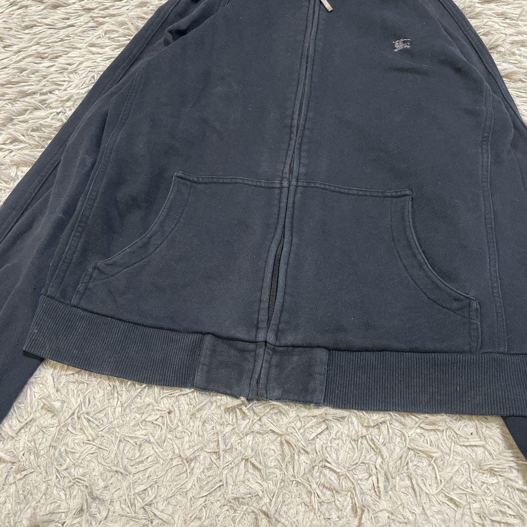 バーバリーブラックレーベル ラビットファー ジップパーカー ノバチェック 黒 L