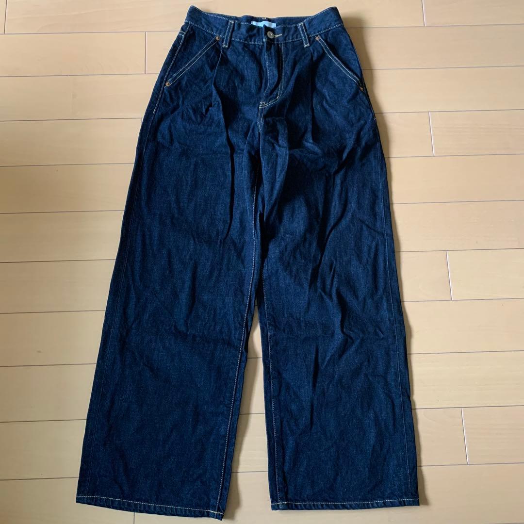 MOUSSY TUCK WIDE ストレートデニム one wash