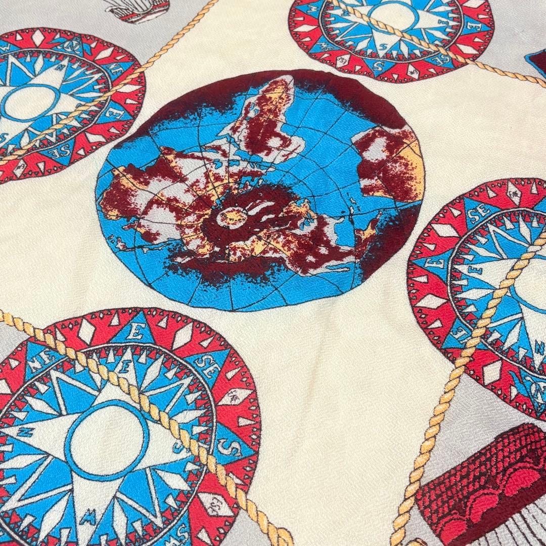 manipuri マニプリ　熱気球　地図　スカーフ　ウール　シルク　気球