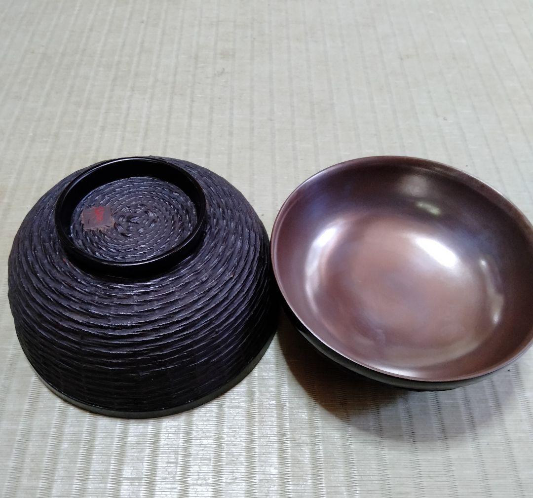 乾漆銀地　蓋つき煮物椀