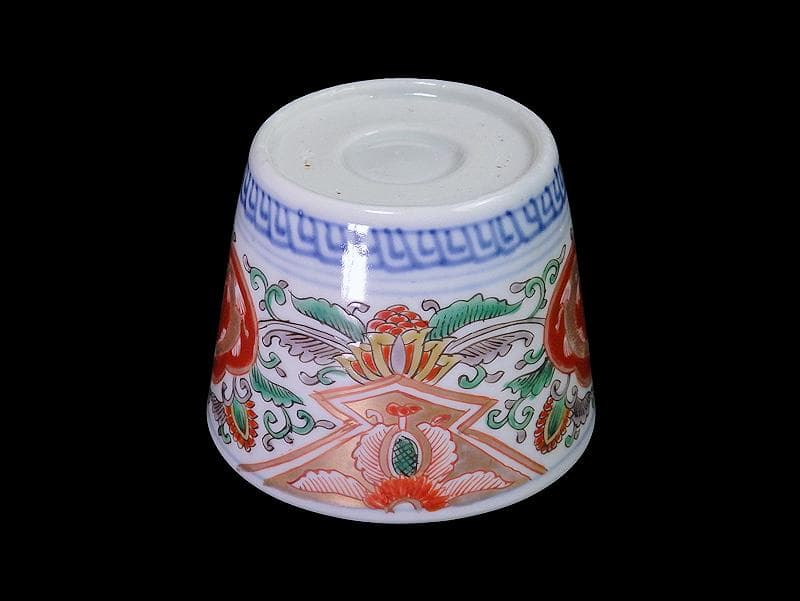 古伊万里　金襴手　双魚に花唐草の図　蕎麦猪口　E221AS-fbvn