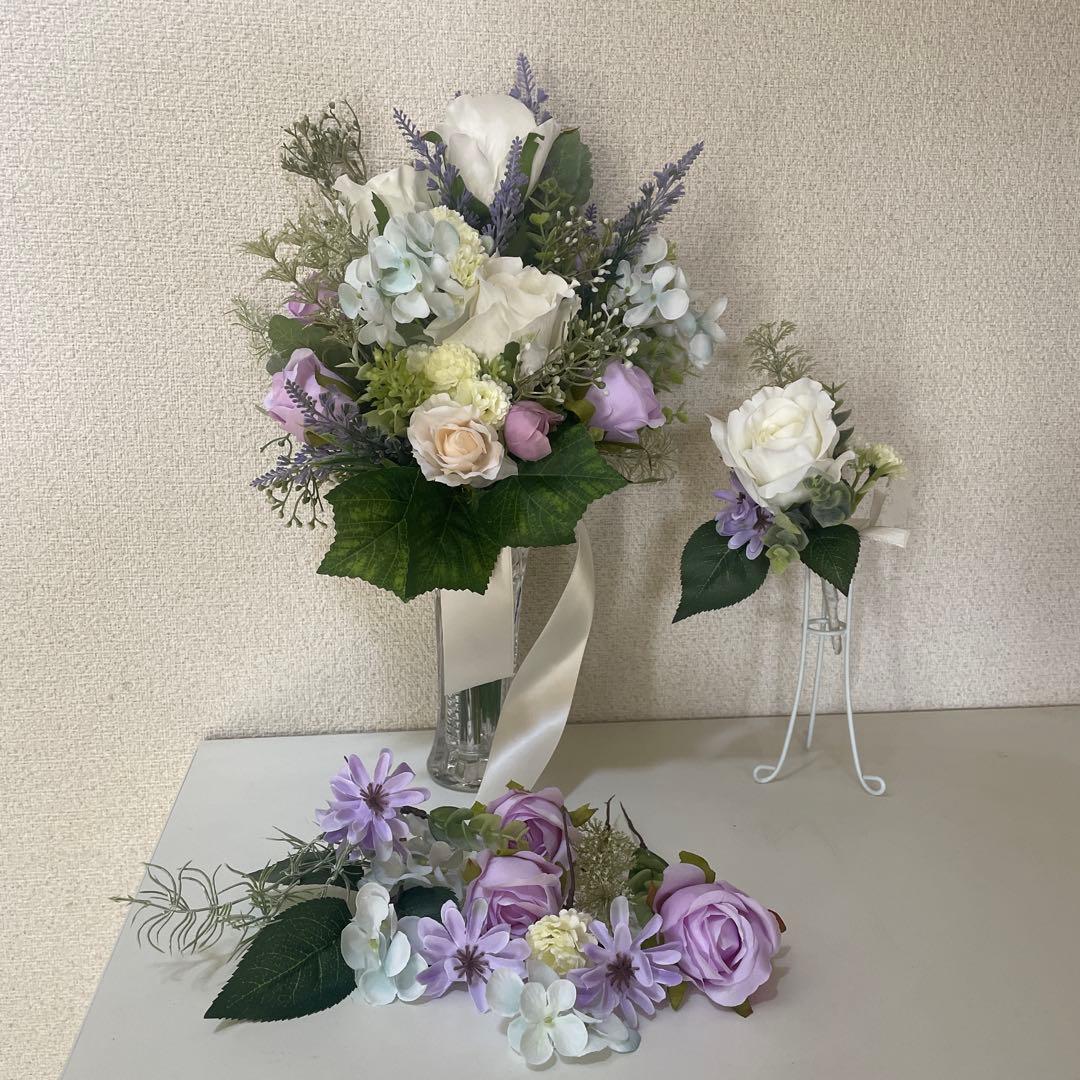 ウエディングブーケ　クラッチタイプ　ヘアアクセサリー16点No.327