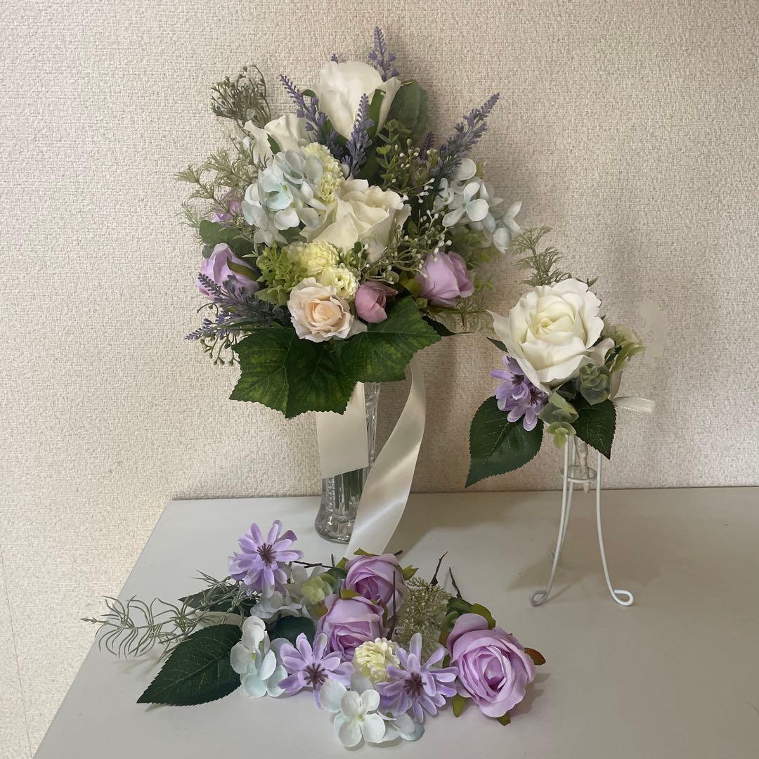 ウエディングブーケ　クラッチタイプ　ヘアアクセサリー16点No.327