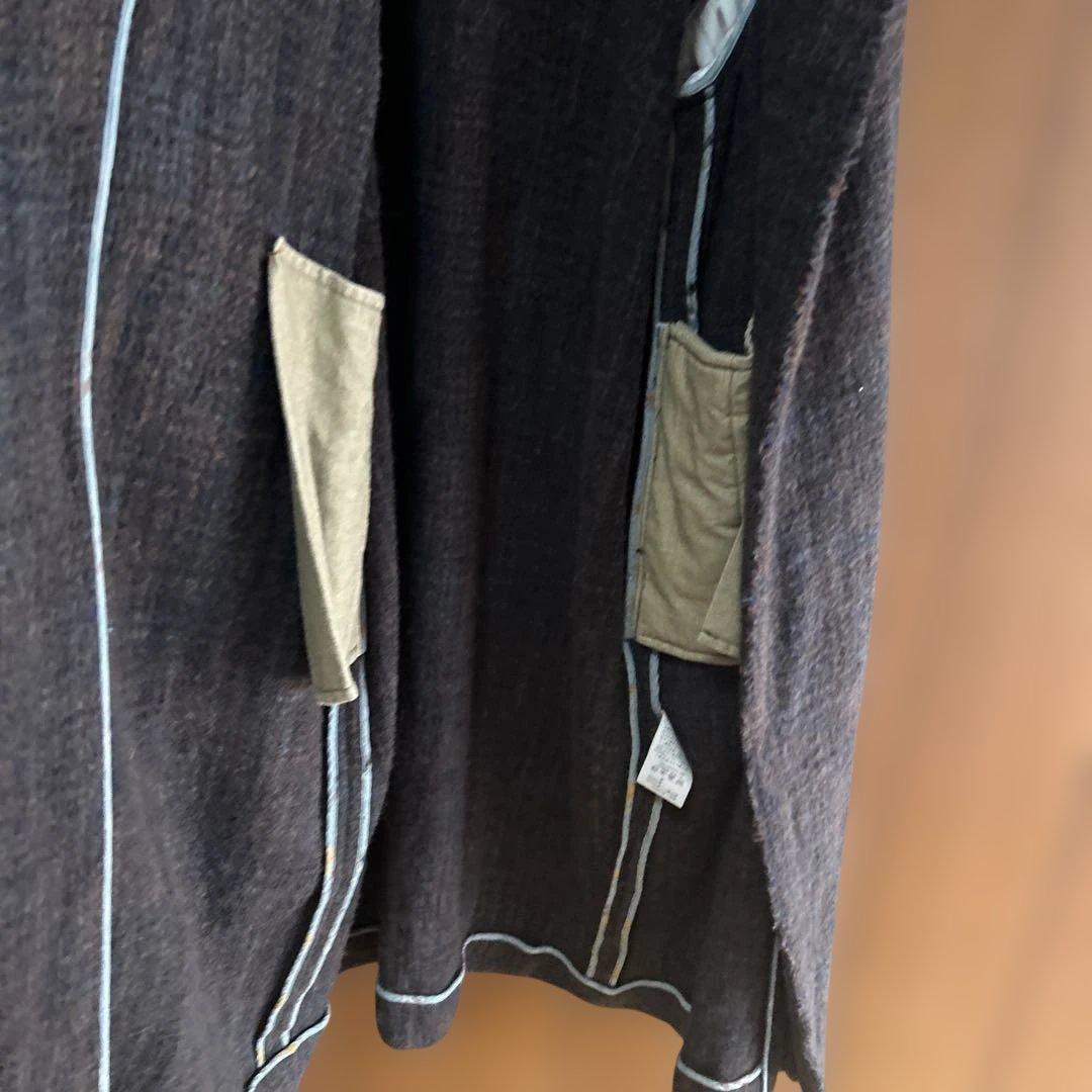 45R　ミックスツィードウール　ロングコート　ピン付き