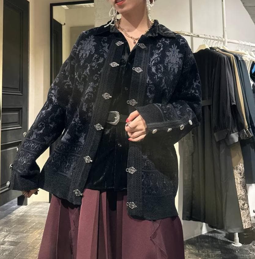 【美品】HARE　メタルボタンダマスクニットカーディガン　ブラック　セーター