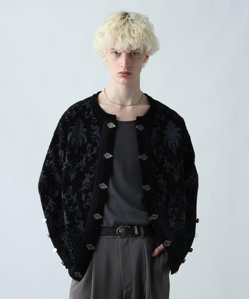 【美品】HARE　メタルボタンダマスクニットカーディガン　ブラック　セーター