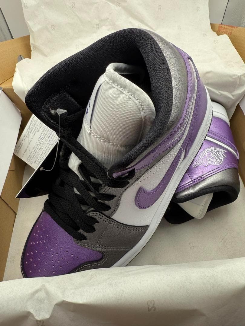 NIKE エアジョーダン1 MID SE 白紫 24.5