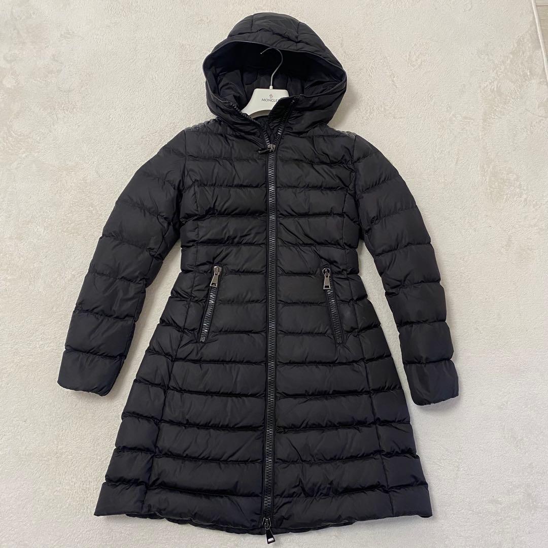 【美品】モンクレール タレブ ダウンコート ブラック ロゴワッペン ロング S