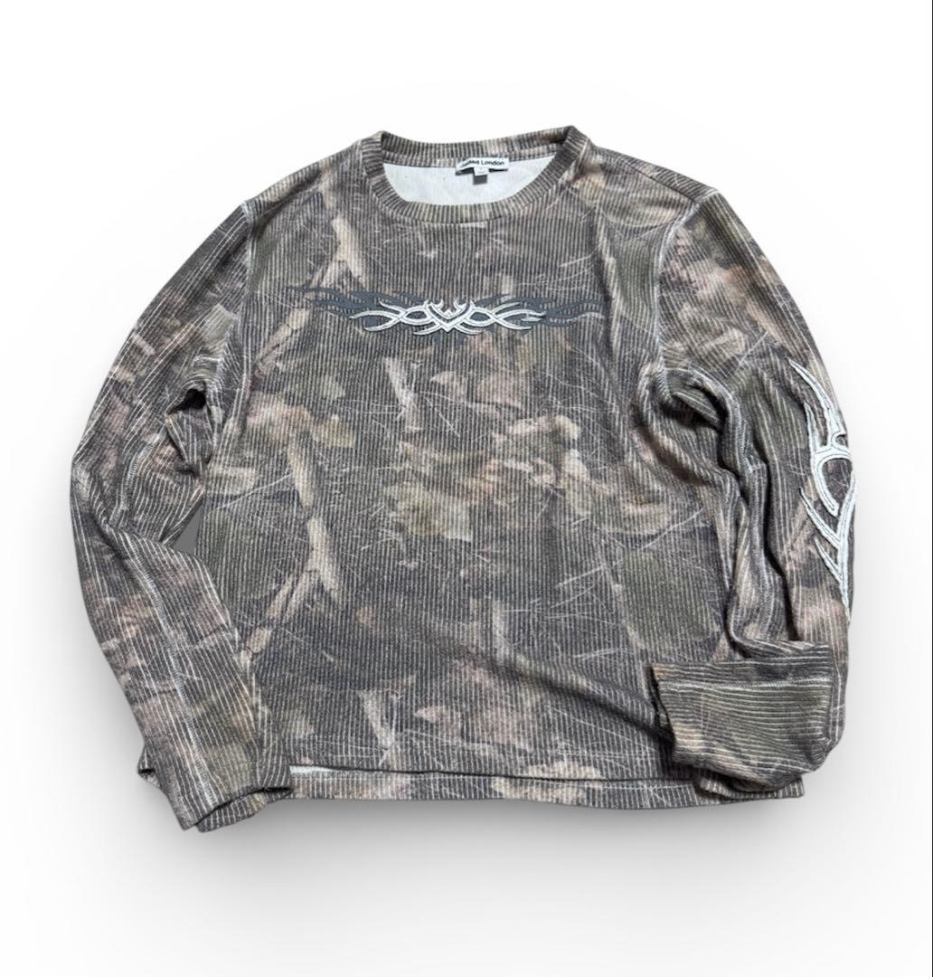 JadedLondon 迷彩柄 長袖Tシャツ トライバル刺繍