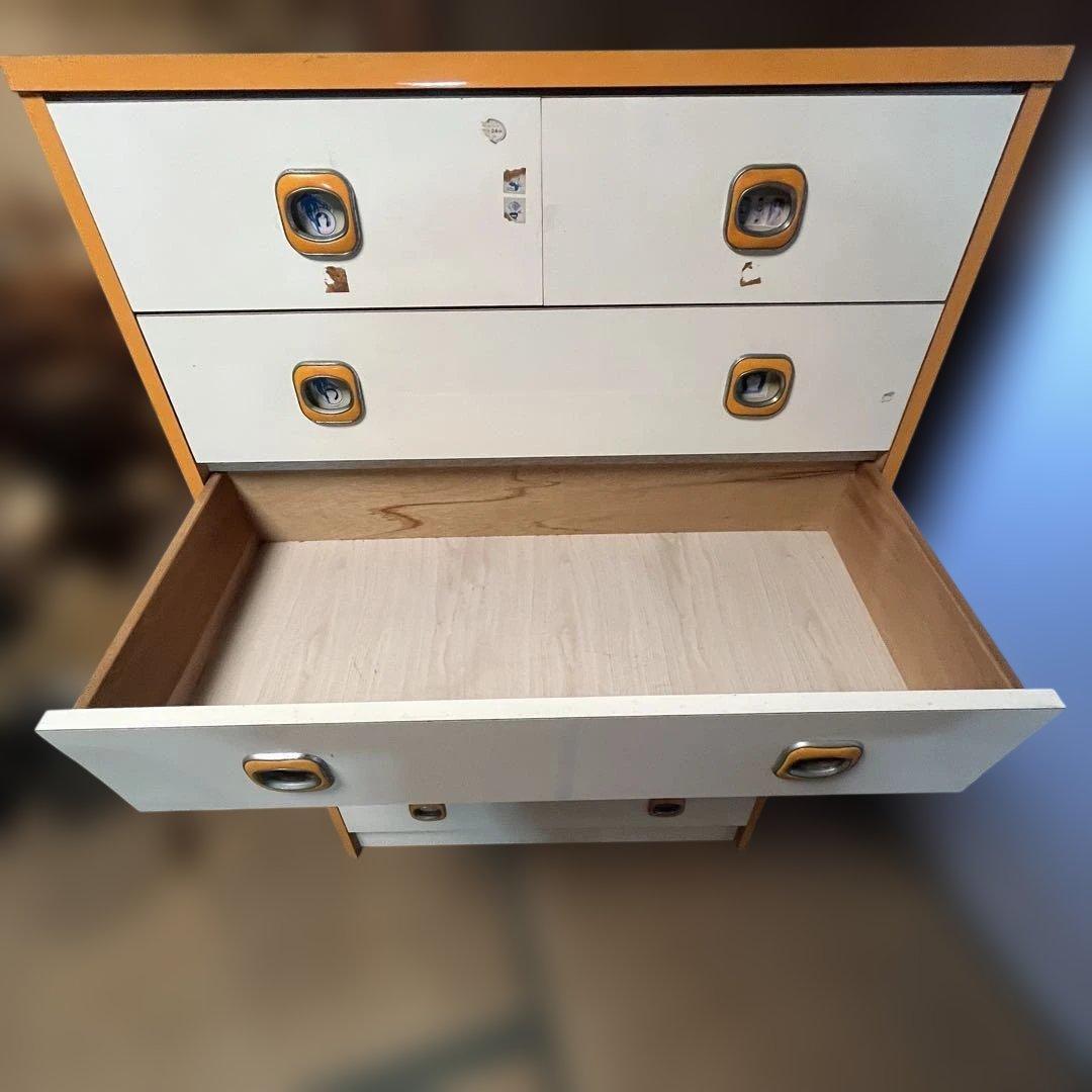 昭和レトロ 7段チェスト ポップカラー オレンジ 引き出し収納 ヴィンテージ