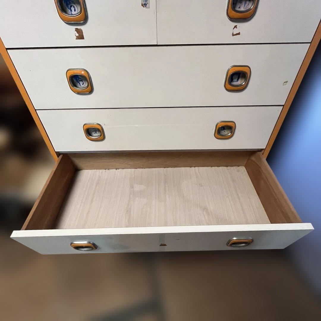 昭和レトロ 7段チェスト ポップカラー オレンジ 引き出し収納 ヴィンテージ