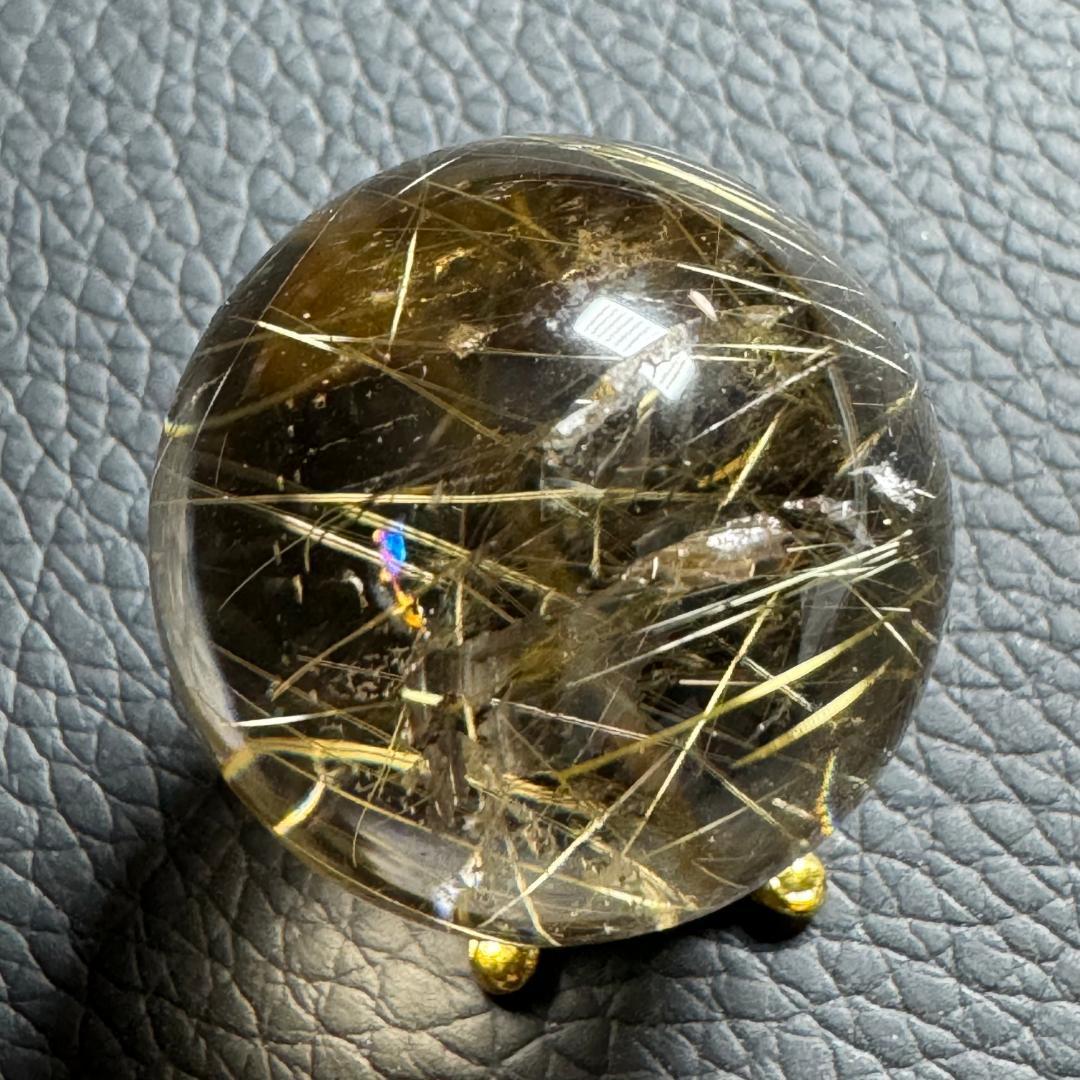 金運アップ（虹入り）◇ゴールドルチルクォーツ◇丸玉　約24㎜