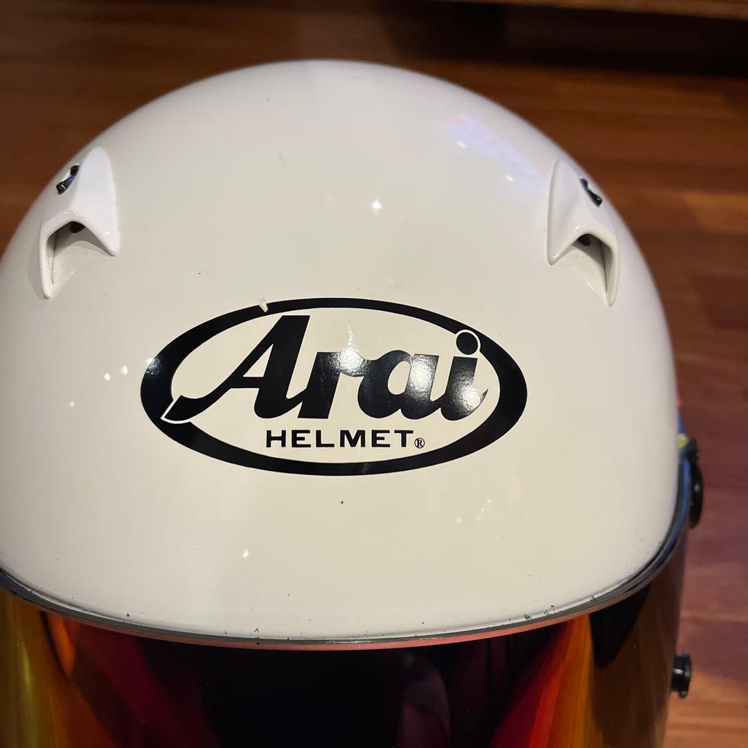 値下げ　Arai ヘルメット ホワイト ミラーシールド　4輪用　サイズ55,56