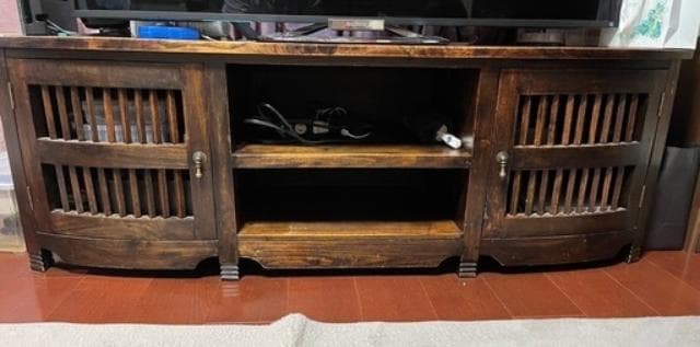木製スラットデザインのテレビ台　バリ家具