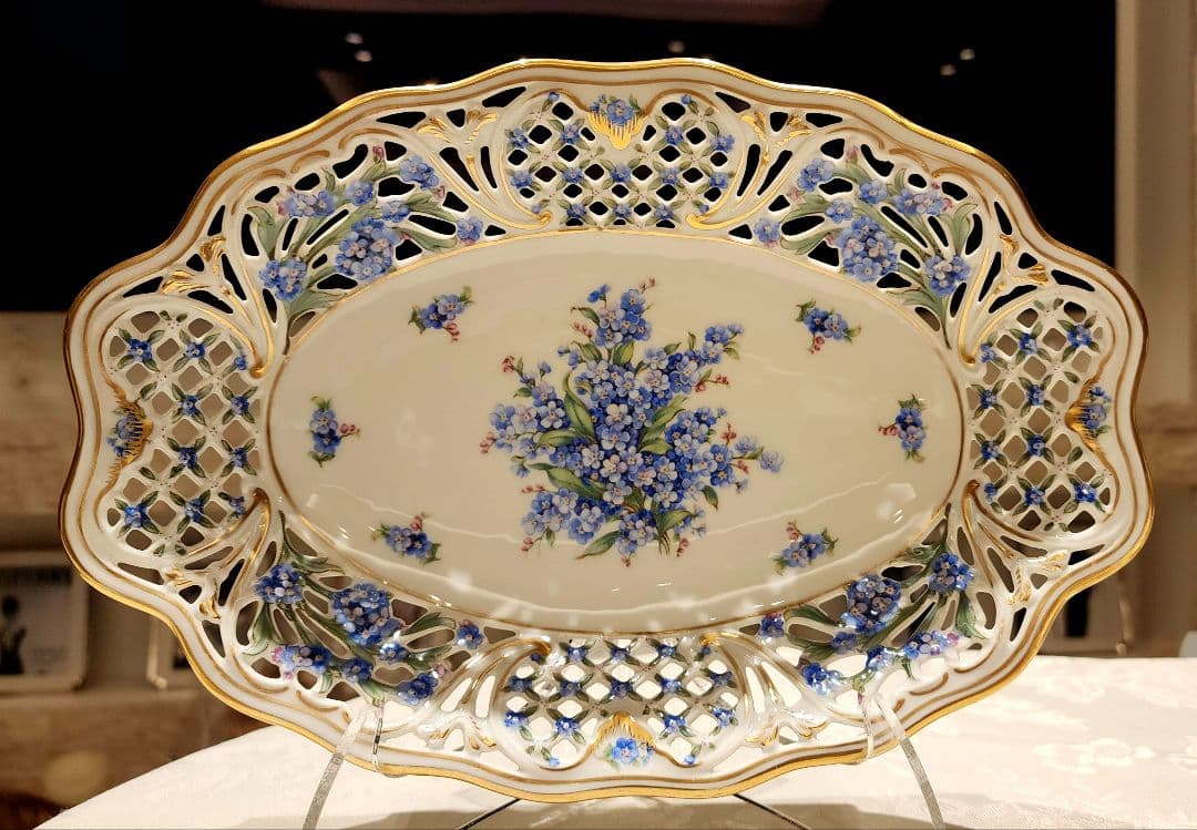 超希少 特大 31.3cm シューマン ババリア 勿忘草 ピアス プレート