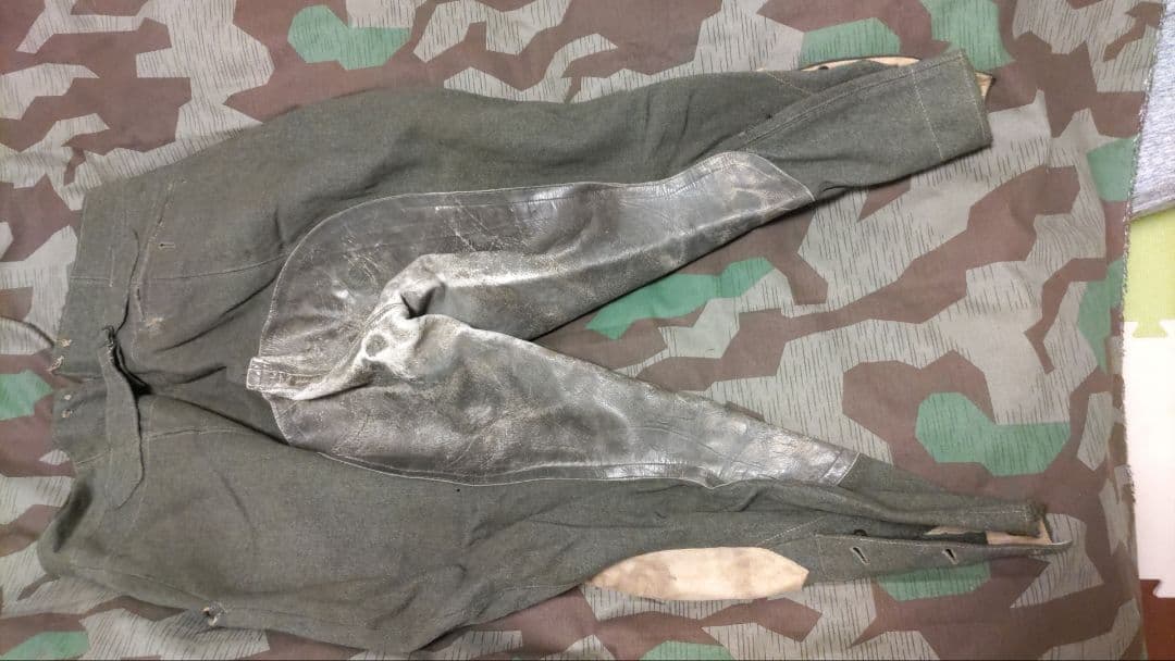 【実物】WWⅡドイツ軍騎兵下士官乗馬ズボン☆革当て付き☆コレクション用