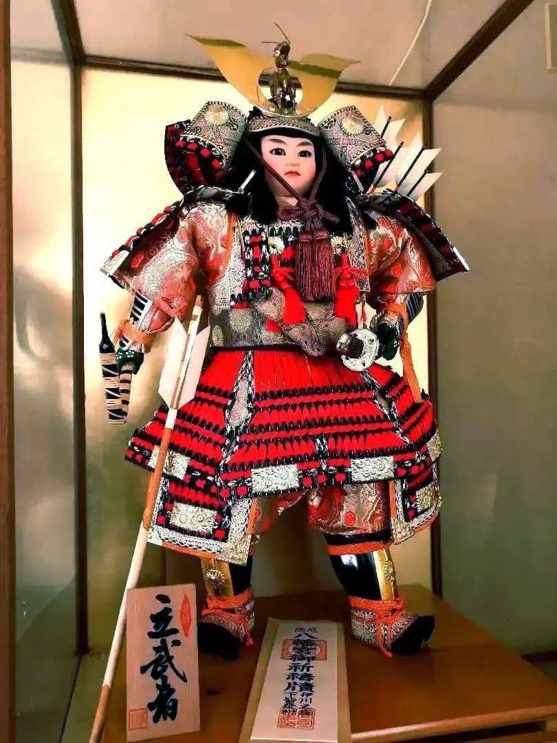 立武者 五月人形 武者人形 ガラスケースにオルゴール付